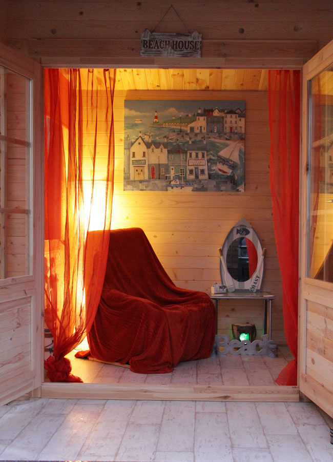nlp chair cosy chair in a log cabin